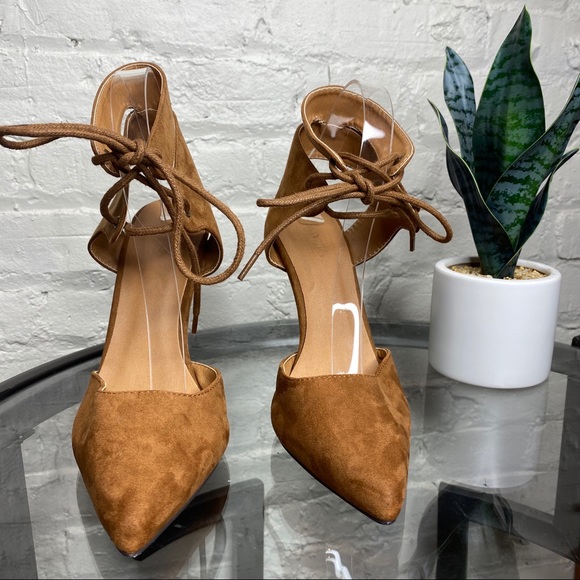 Charlotte Russe Lace Up Ankle Cuff Point Toe Heel - Picture 4 of 8